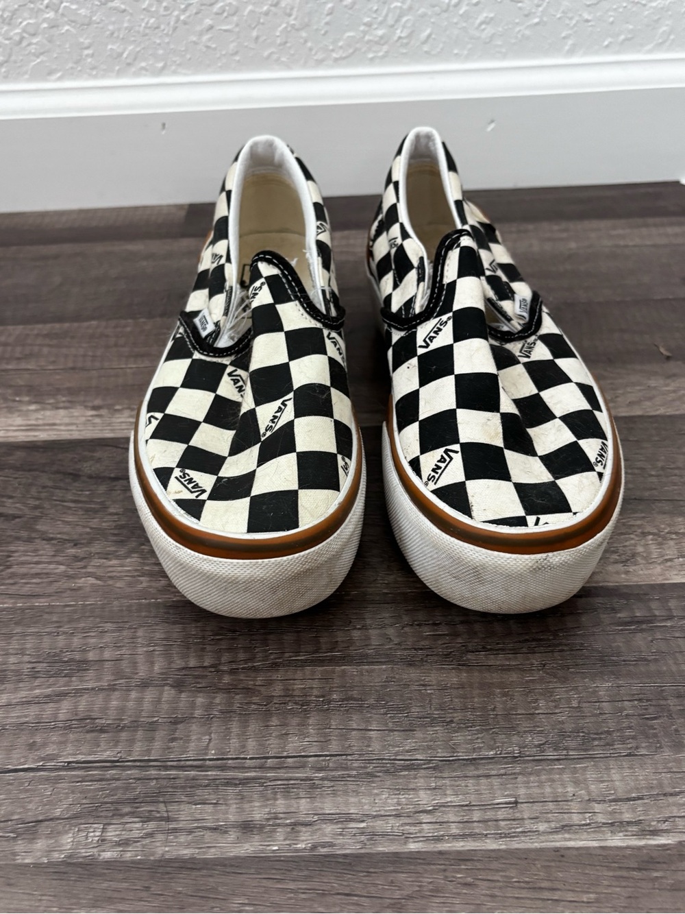 Vans Platform Slip-On Checkerboard Canvas Sneakers - Black & White